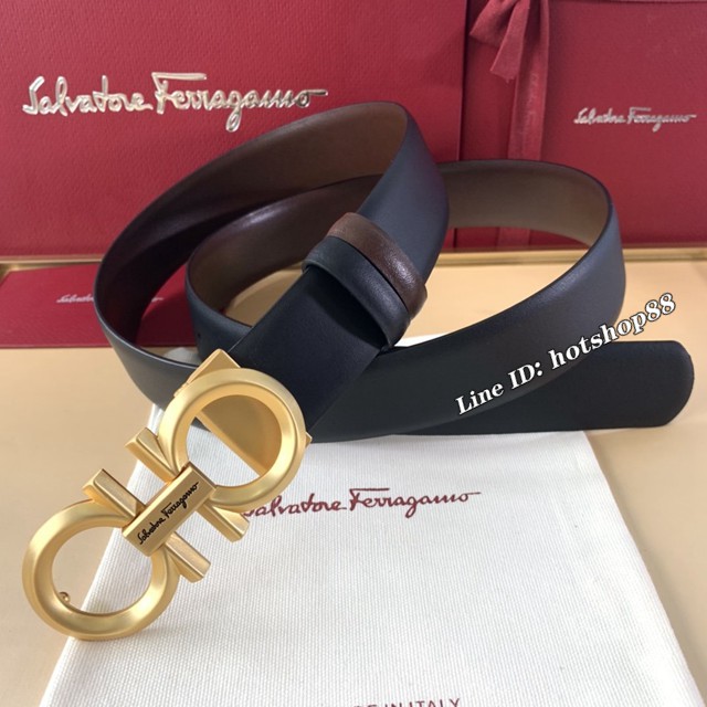 菲拉格慕專櫃款男士皮帶 Ferragamo精品銅扣腰帶  jjp1955